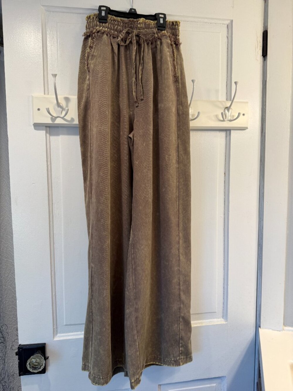 Zenana 100% Tencel Ash Mineral Wash Wide Leg Boho Flowy Pants NWT - Picture 8 of 12